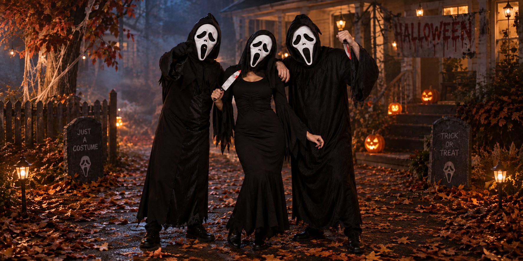 Scream Halloween costumes, masks and accessories