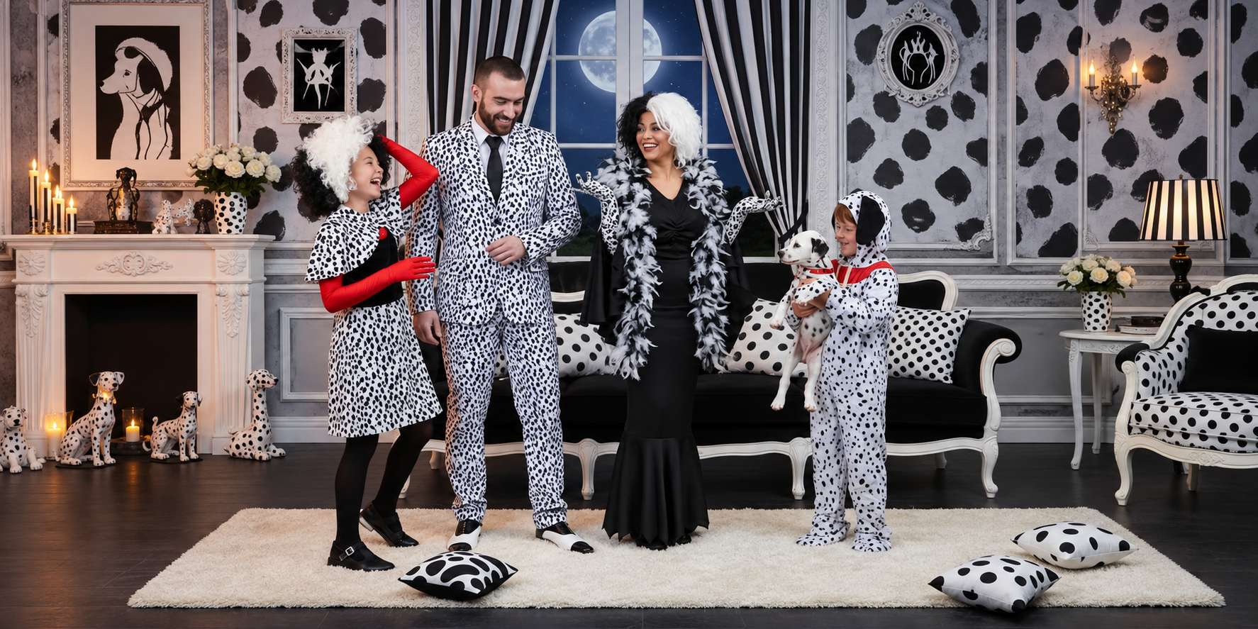 Cruella De Ville themed Halloween costumes and accessories