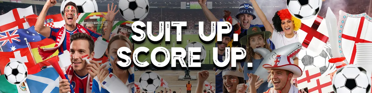 World Cup supporter accessories, flags, face paint and fancy dress essentials
