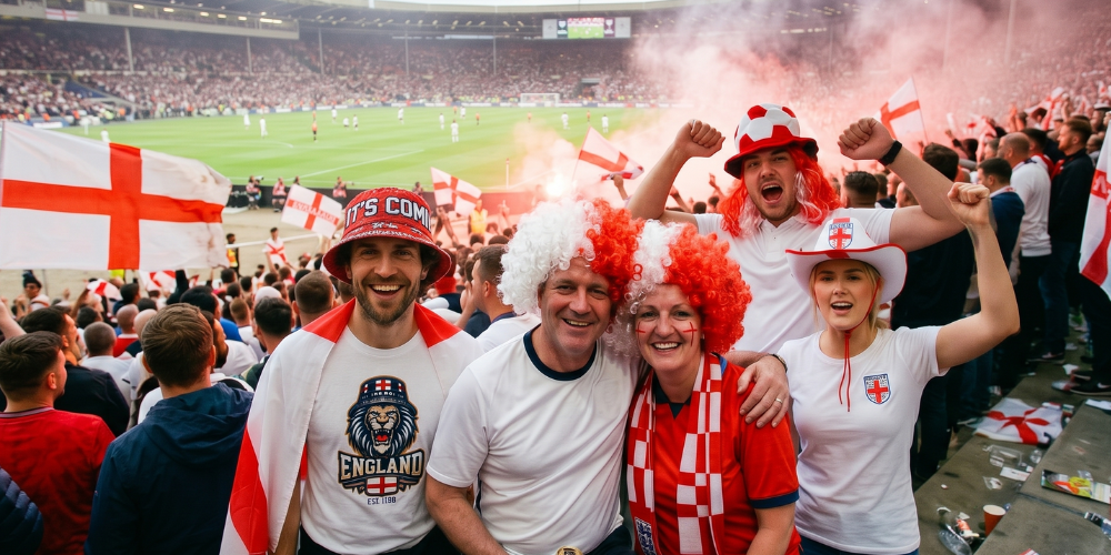 England World Cup supporter collection with flags, hats and face paint
