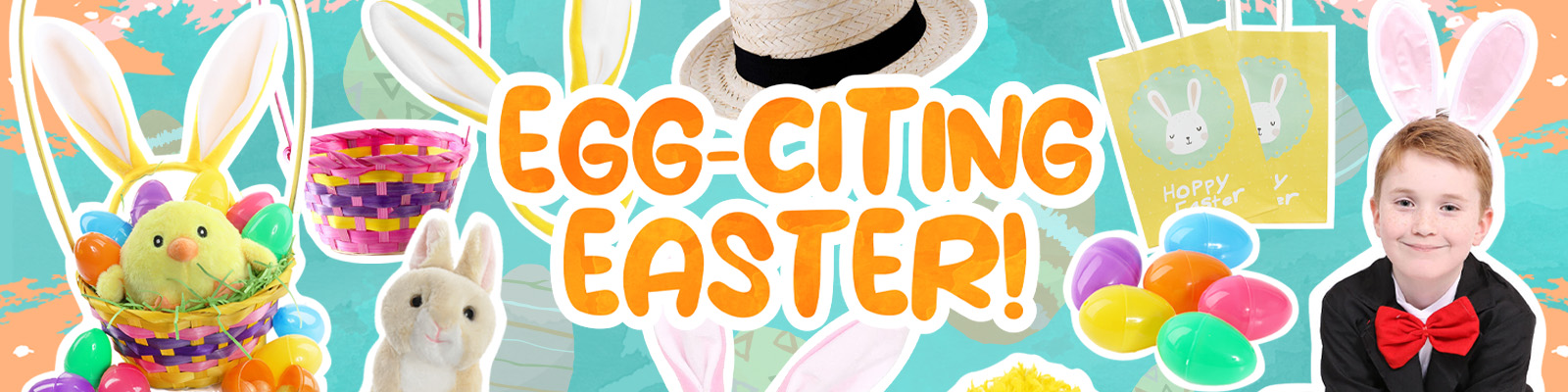 Colourful Eggsighting Easter banner with festive pastel decorations and Easter eggs