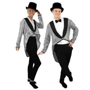 Unisex Silver Sequin Tailcoat