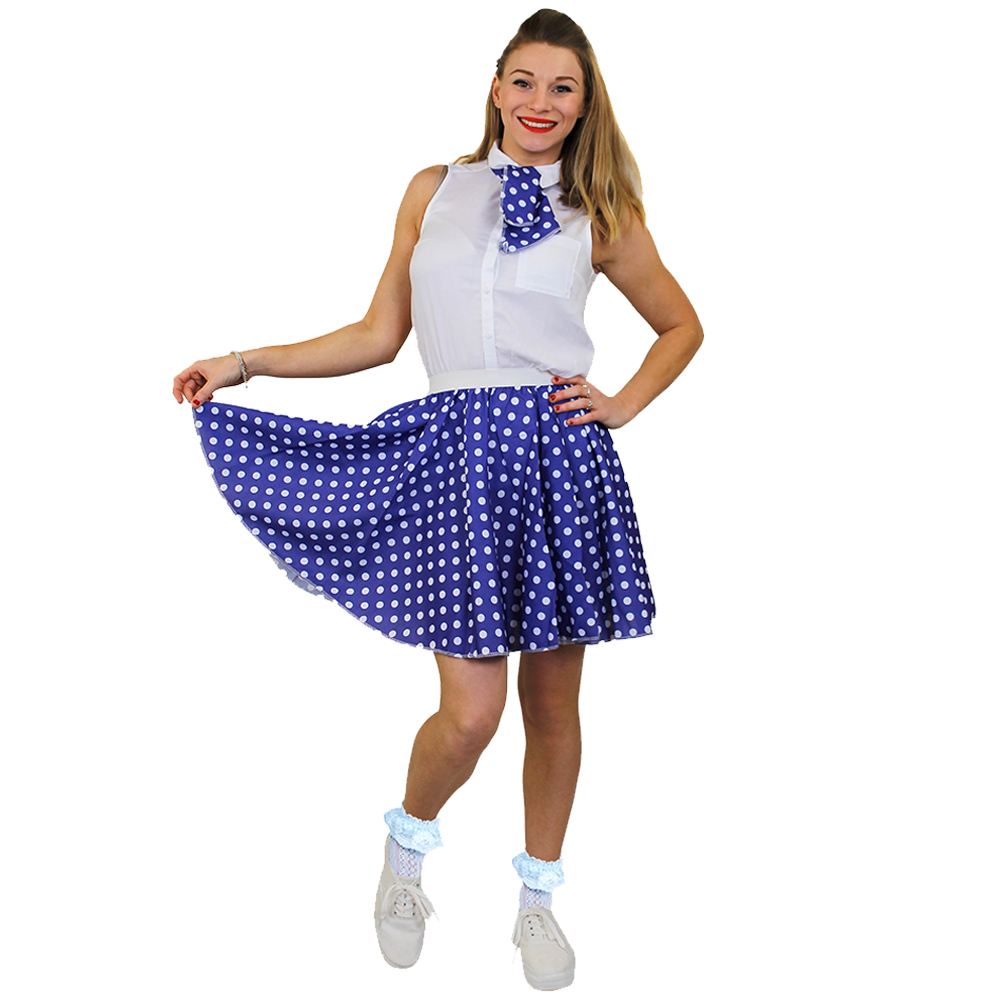 Adults Blue Polka Dot Skirt with White Spots (Short)