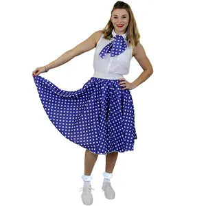 Adults Blue Polka Dot Skirt with White Spots (Long)
