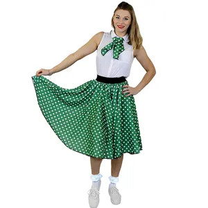 Adults Green Polka Dot Skirt with White Spots (Long)