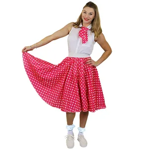 Adults Pink Polka Dot Skirt with White Spots (Long)
