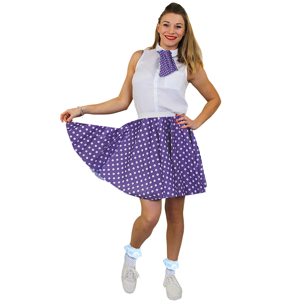 Adults Purple Polka Dot Skirt with White Spots (Short)