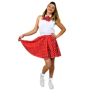 Adults Red Polka Dot Skirt with White Spots (Short)