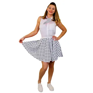 Adults White Polka Dot Skirt with Black Spots (Short)