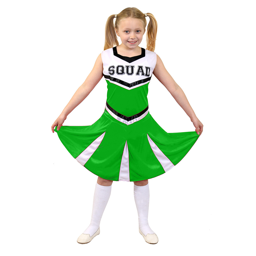 Childrens Green Cheerleader Costume