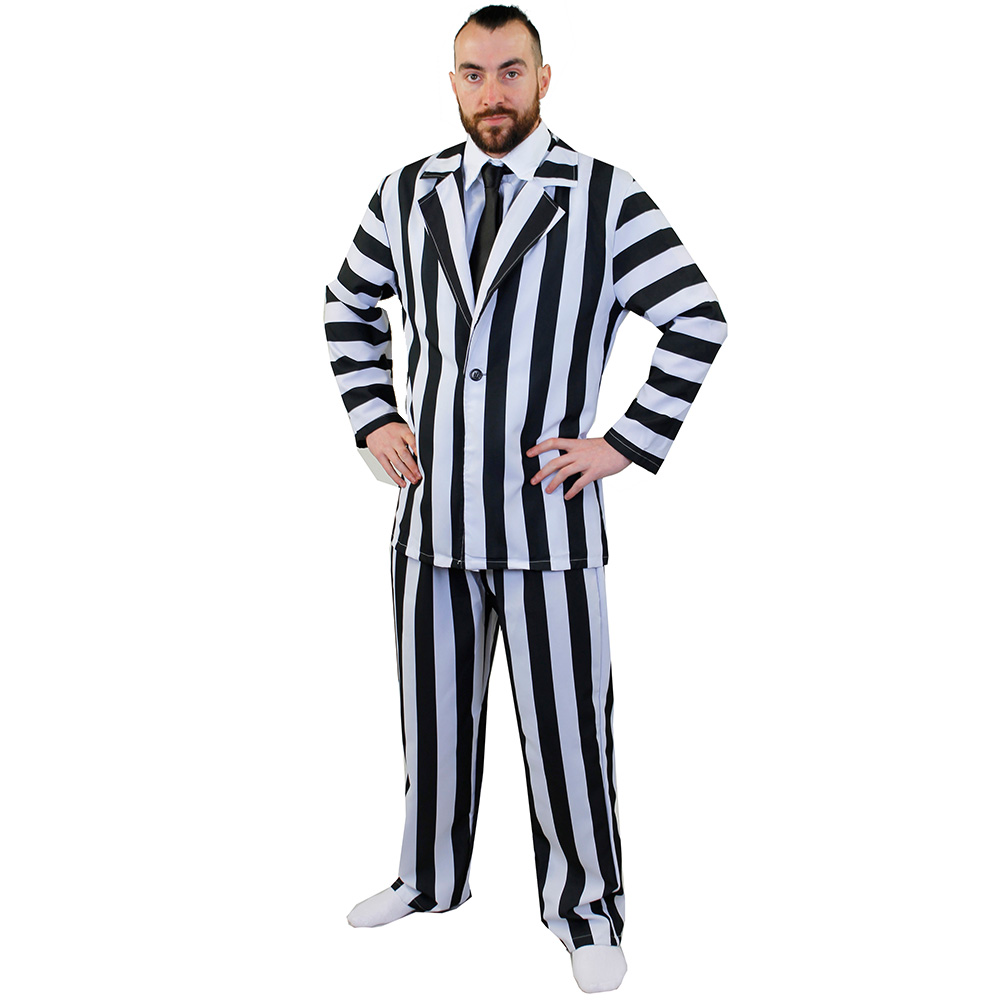 Black and White Striped Suit