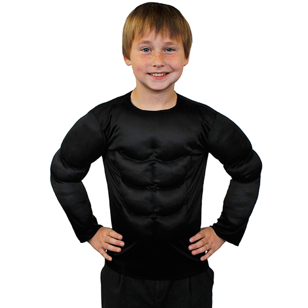 Childrens Muscle Chest Costume - Black