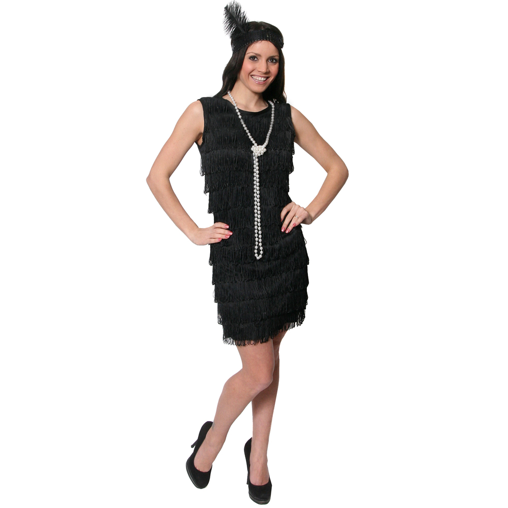 Adult Fringed Flapper Dress - Black
