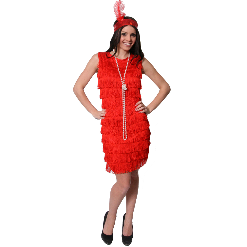 Adult Fringed Flapper Dress - Red