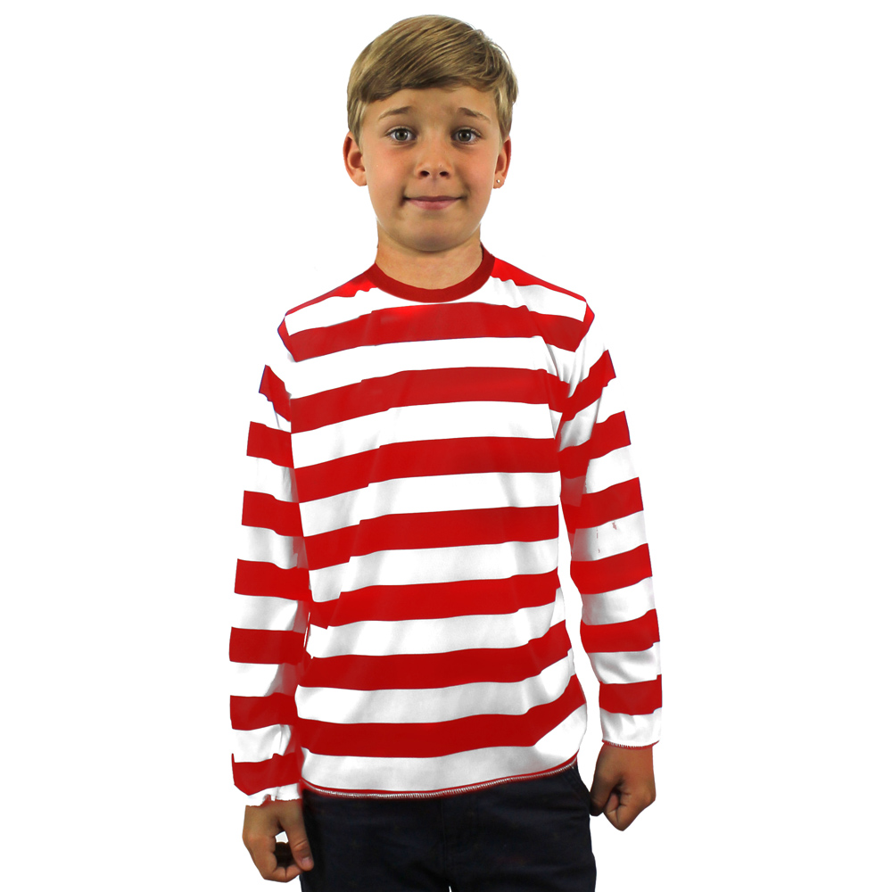Childs Red and White Striped Cotton Long Sleeve Top