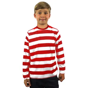 Childs Red and White Striped Cotton Long Sleeve Top