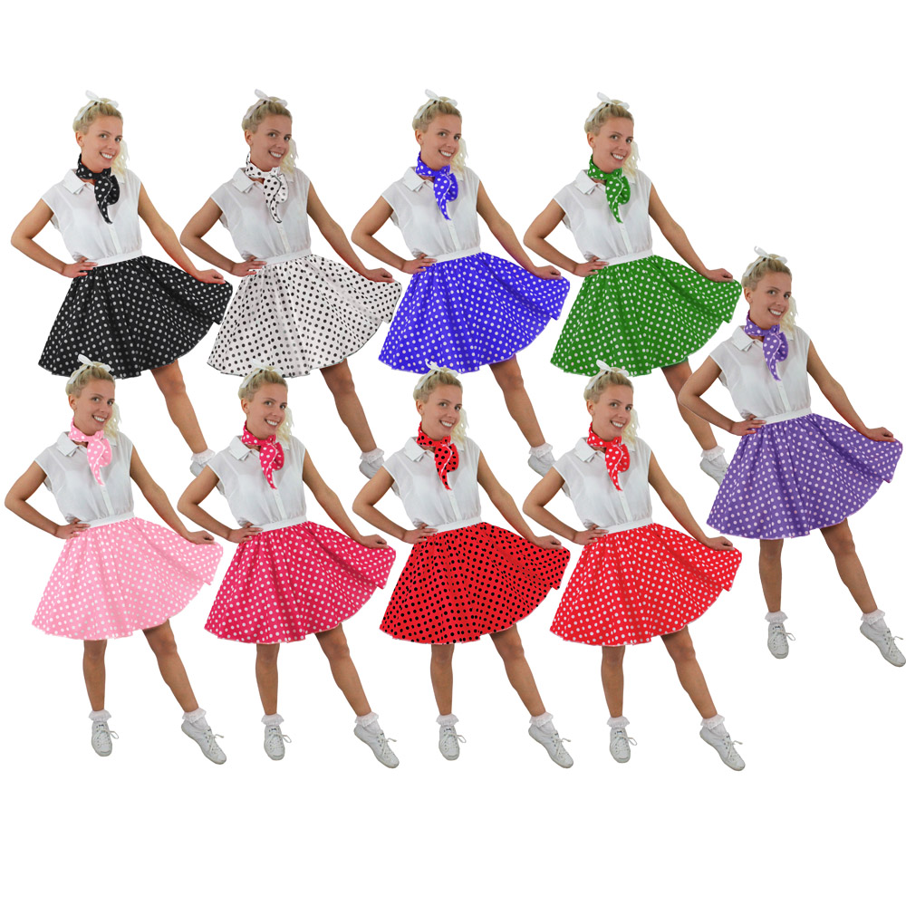 Ladies Short Polka Dot Skirt and Matching Neck Tie