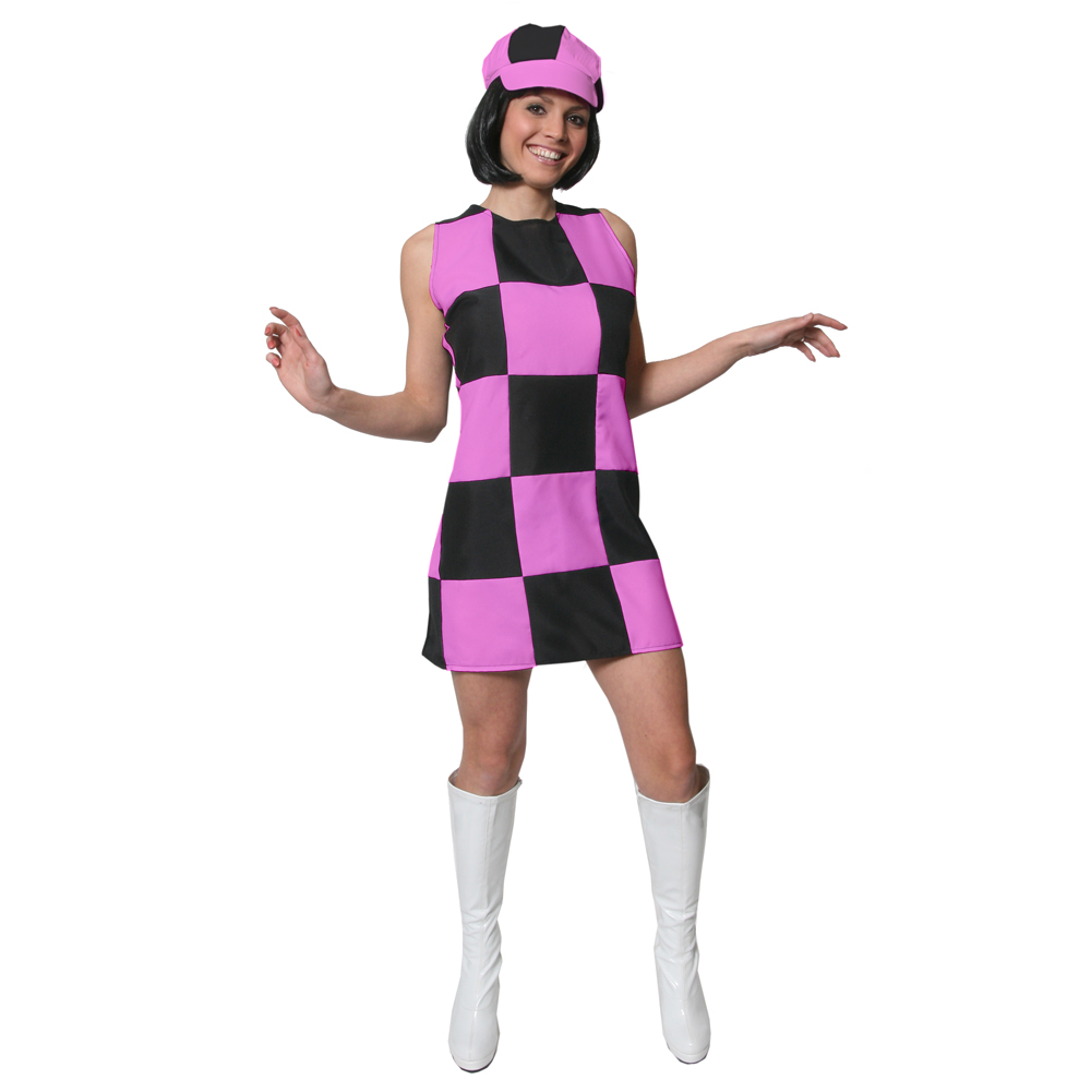 60s Party Girl Dress - Black and Pink