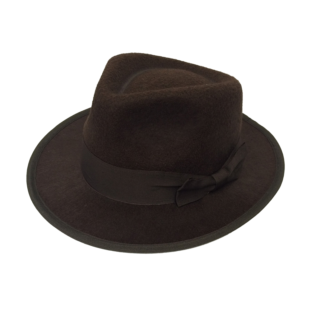 Black Gangster Hat with Black Band