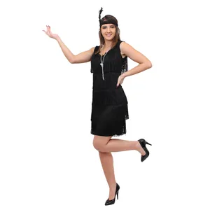 Deluxe Flapper - Black (Front and Back Fringing)