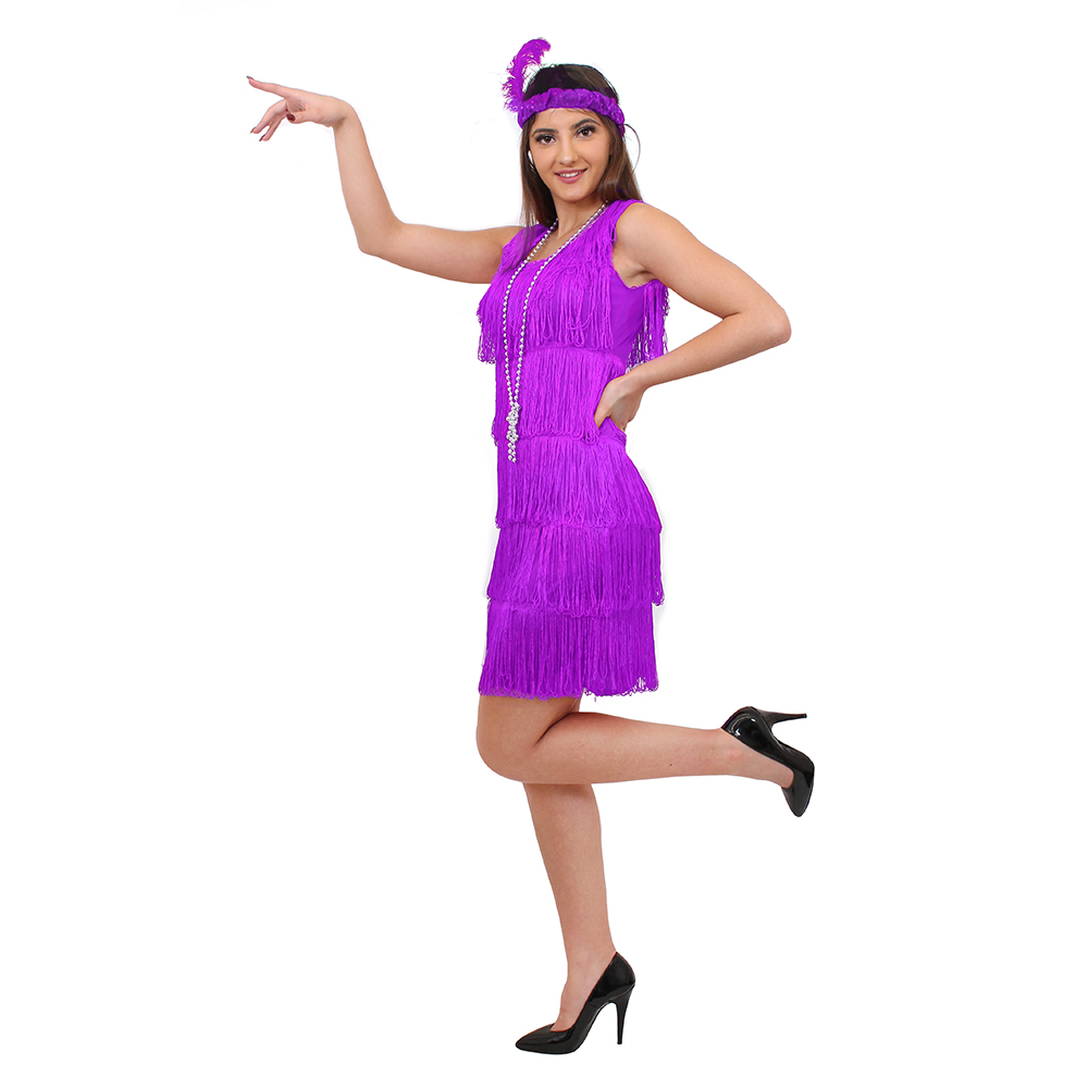 Deluxe Flapper - Purple (Front and Back Fringing)