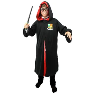 Childs Black Wizard Robe With Red Lining