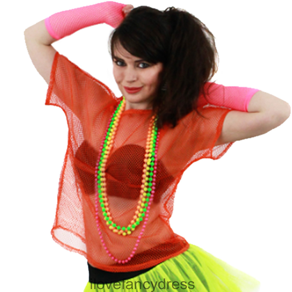 Orange 80s Mesh Top