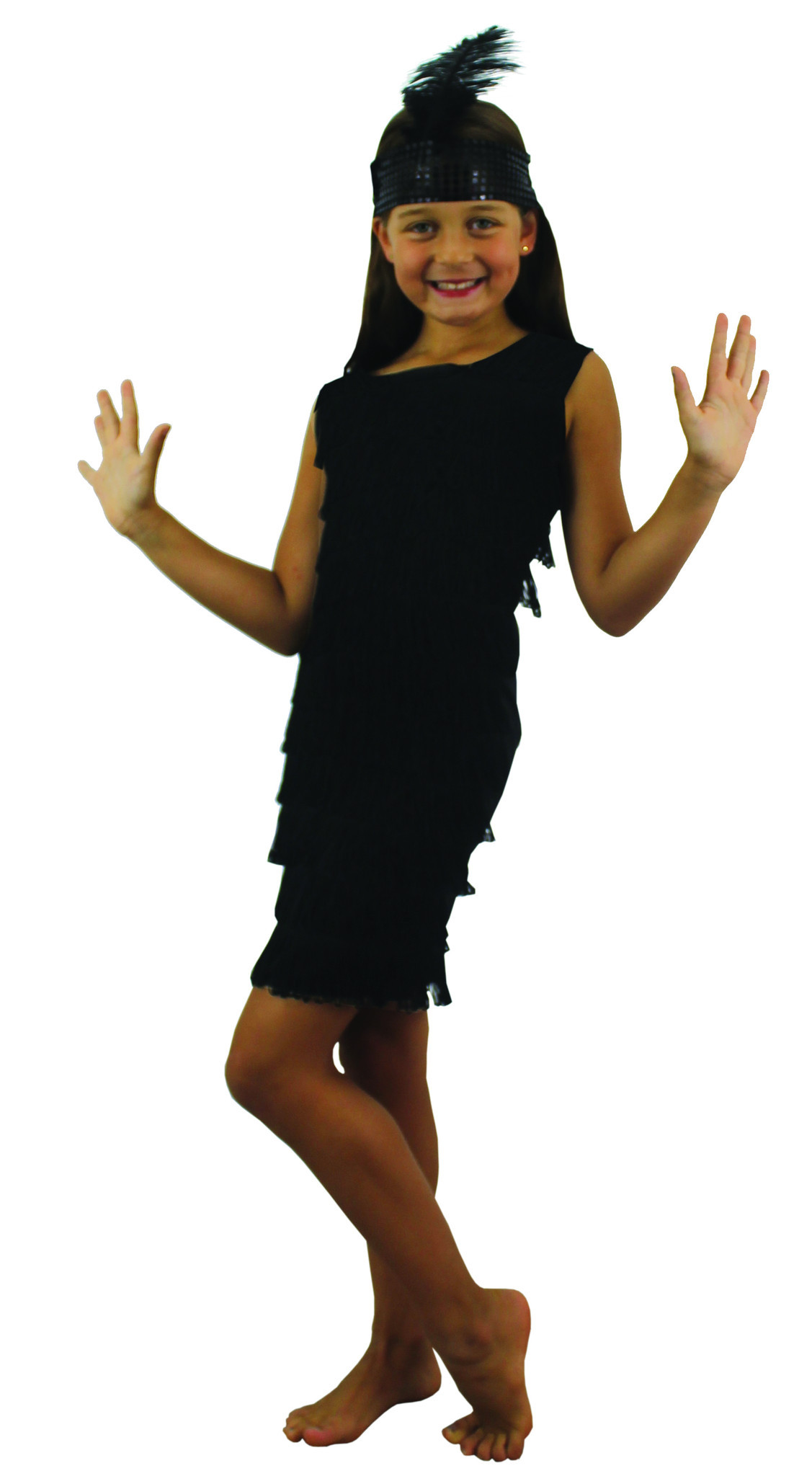 Childs Black Front Fringed Flapper Dress