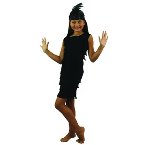 Childs Black Front Fringed Flapper Dress