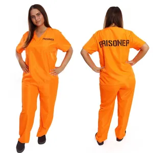 Ladies Orange Prisoner Costume | Convict Fancy Dress Outfit Set