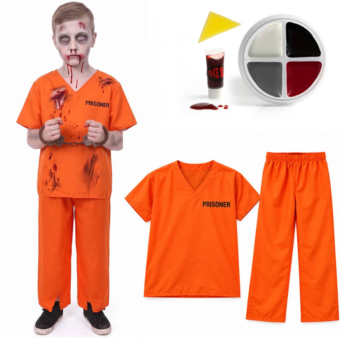 Kids Zombie Prisoner Costume Set | Halloween Fancy Dress Outfit