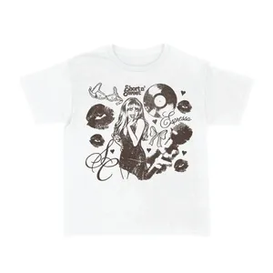 Womens Concert Print Baby Tee | White Fan T-Shirt Graphic