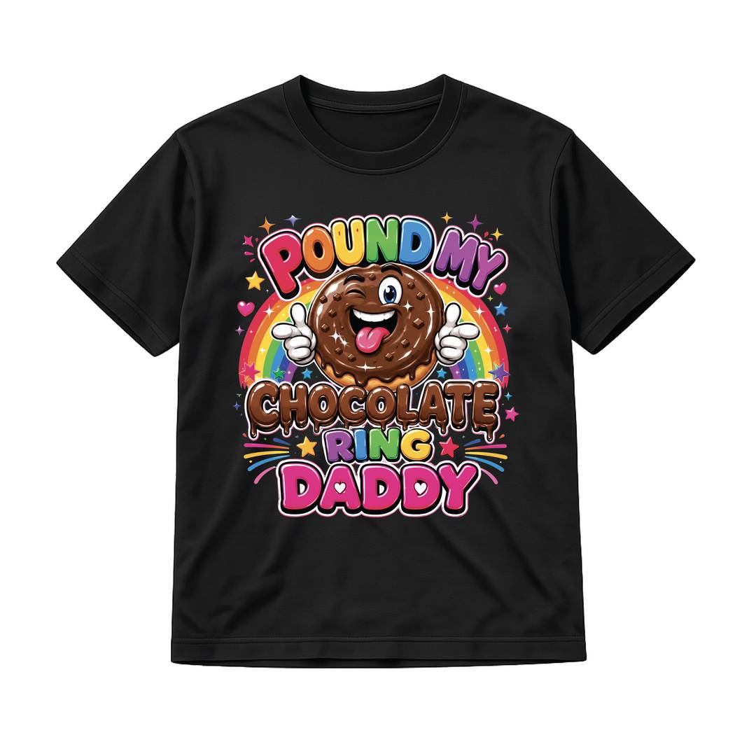 Mens Stag Do Novelty T-Shirt | Rude Pound My Chocolate Ring Slogan Print | Black 100% Cotton Classic Fit