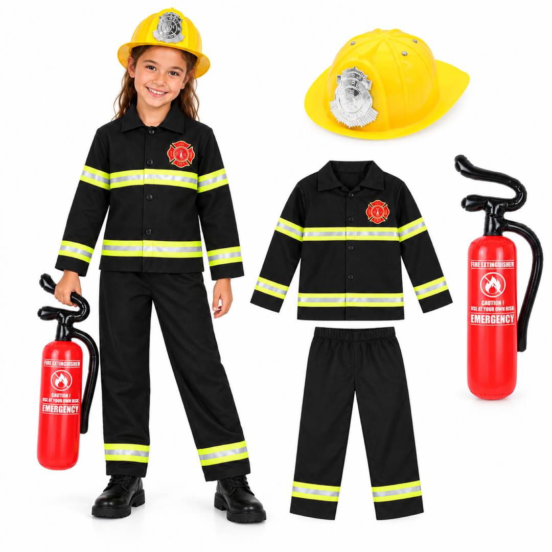 Girls Firefighter Costume | Fancy Dress Fireman Set