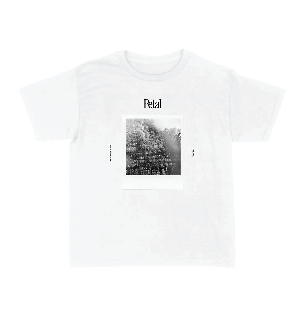 Adult Concert Fan Baby Tee | Polaroid Petal Photo Print, White