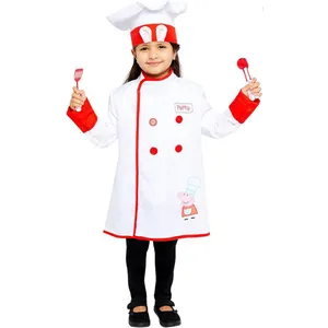 Kids Pig Chef Costume | White & Red Fancy Dress Hat Ears Outfit Set