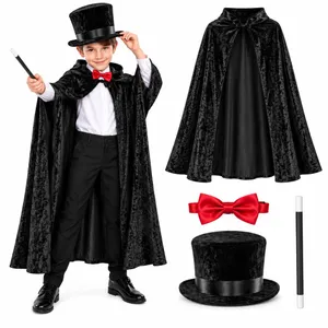 Kids Magician Costume | Cape, Top Hat, Bow Tie & Wand Set