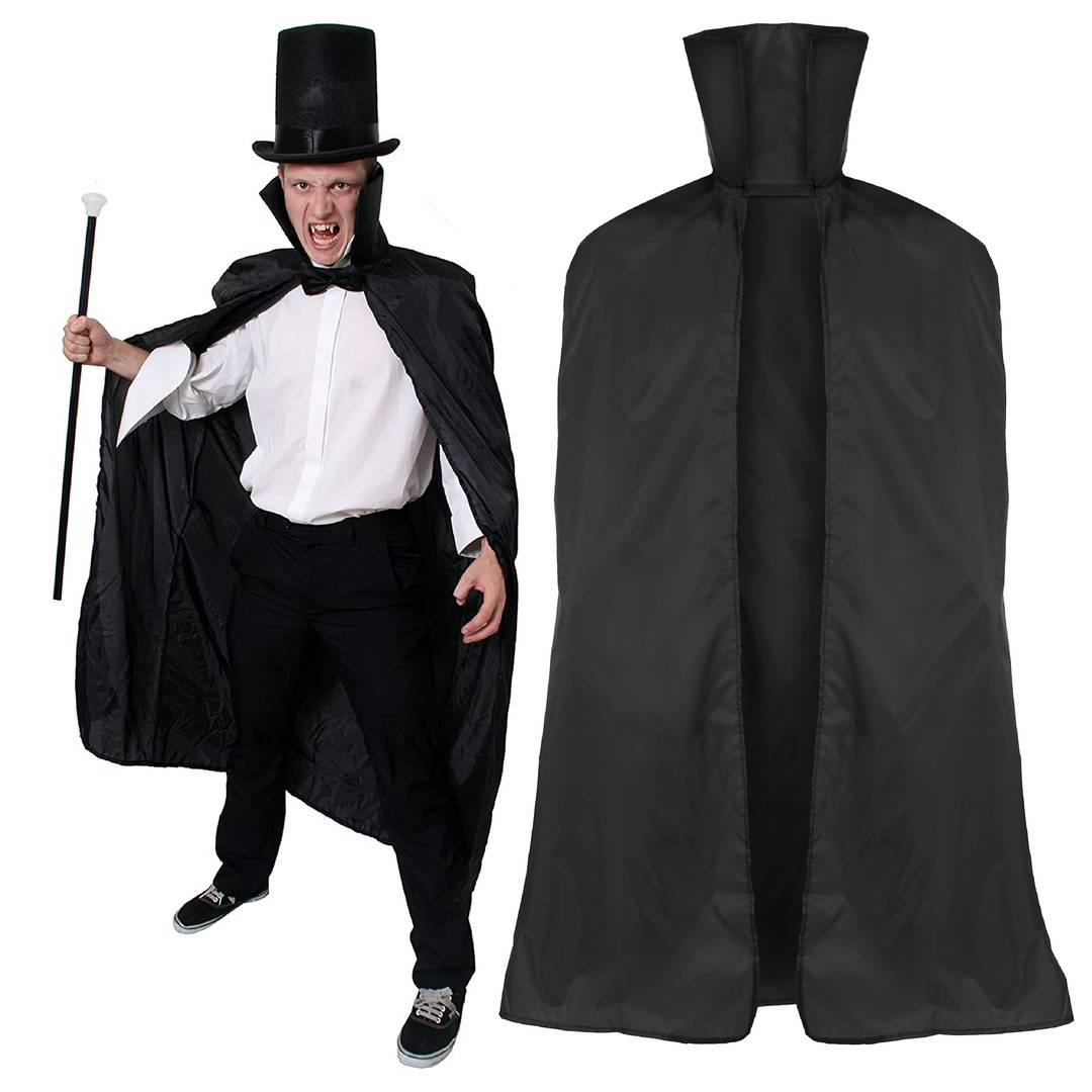 Adult Vampire Cape | Black Halloween Costume Cloak with Collar