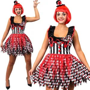Womens Halloween Clown Costume | Harlequin Fancy Dress Outfit