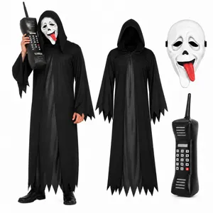Adult Halloween Screamer Costume | Cape, Mask & Inflatable Phone Set