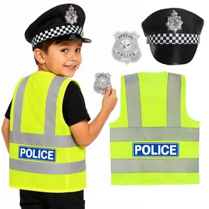 Kids Police Costume Set | Fancy Dress Hi-Vis Vest, Hat & Badge