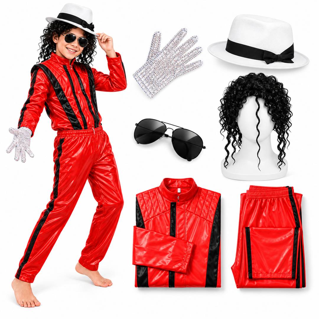 Kids King of Pop Halloween Costume Set | 80s Pop Star Fancy Dress Bundle