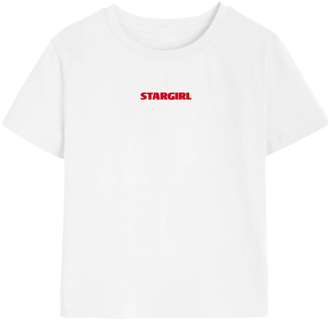 Stargirl Concert Tee | Red Print Fitted White Baby Tee Top