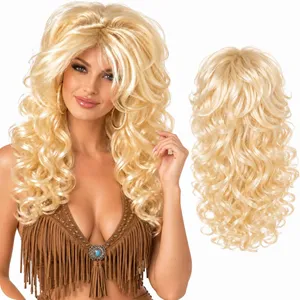Womens Curly Blonde Wig | Country Fancy Dress Party Costume