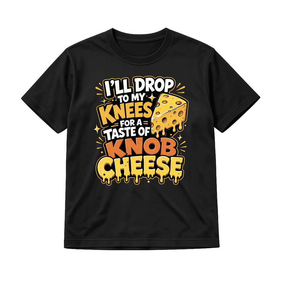 Adults Stag Do Knob Cheese T-Shirt | Mens Funny Rude Slogan Tee | 100% Cotton Classic Fit Black