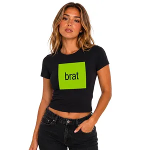 Womens Black Brat Box Logo Baby Tee Kit With Iron-On Transfer