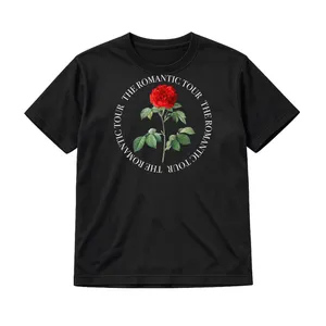 Adults Romantic Tour 2026 T-Shirt - White Cotton Unisex Concert Tee with Rose Circle Graphic - Mens Womens Wembley Music Gig Stadium Show Festival Hen Party Fan Merch Outfit