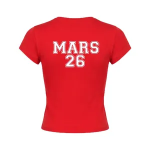 Ladies Red Baby Tee | MARS 26 Back Print | 100% Cotton Romantic Concert Fan Top