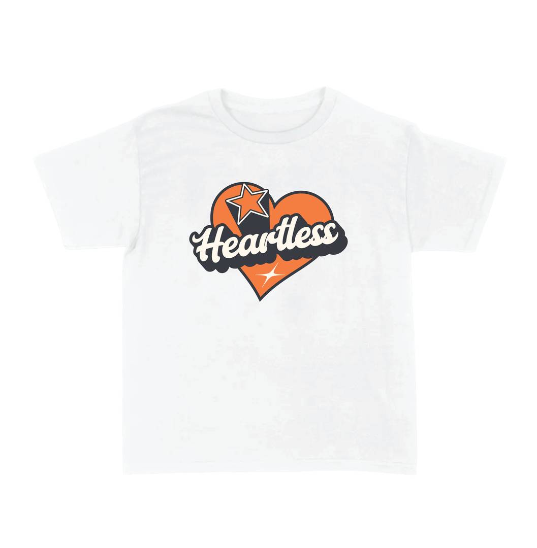 Unisex Heartless Print T-Shirt | Casual Concert Gig Tee White