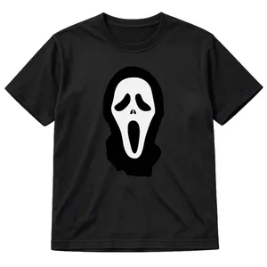 Adult Halloween Ghost Face T-Shirt | Black Cotton Costume Top